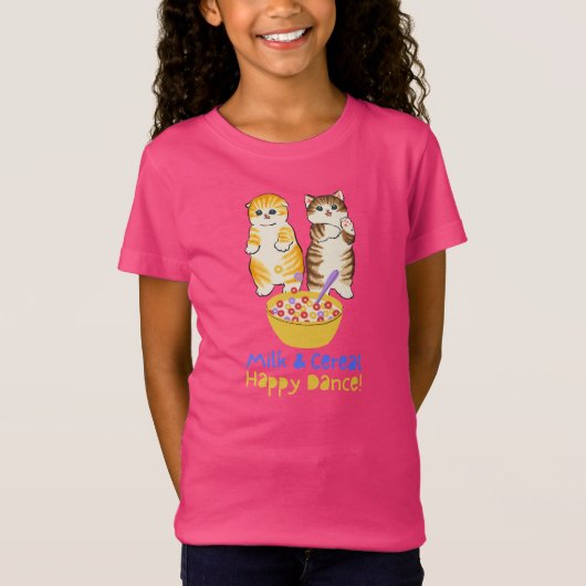 Melk en granen Happy Dance met Kittens T-shirt (Voorkant)