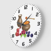 Melk en honing met bessen rustiek eten grote klok (Hoek)