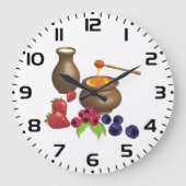 Melk en honing met bessen rustiek eten grote klok (Voorkant)