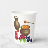 Melk en honing met bessen rustiek eten papieren bekers (Voorkant)