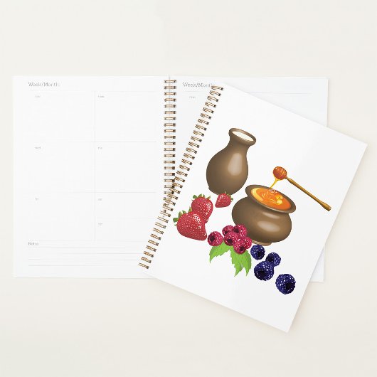 Melk en honing met bessen rustiek eten planner