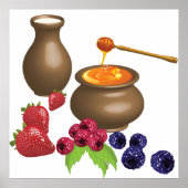 Melk en honing met bessen rustiek eten poster (Voorkant)