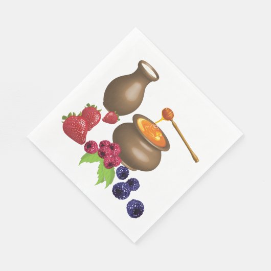 Melk en honing met bessen rustiek eten servet (Hoek)