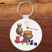 Melk en honing met bessen rustiek eten sleutelhanger (Voorkant)