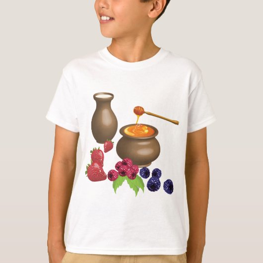 Melk en honing met bessen rustiek eten t-shirt (Voorkant)