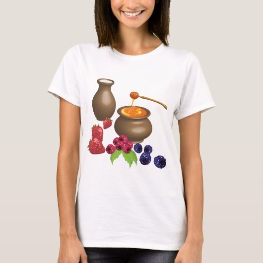 Melk en honing met bessen rustiek eten t-shirt (Voorkant)