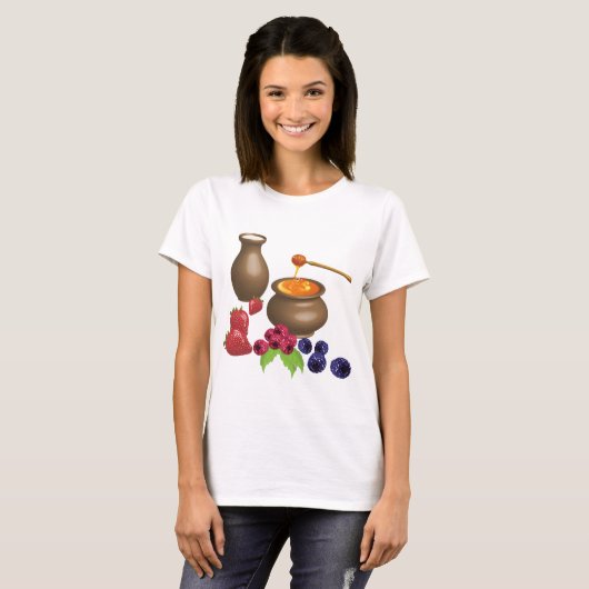 Melk en honing met bessen rustiek eten t-shirt (Voorkant volledig)