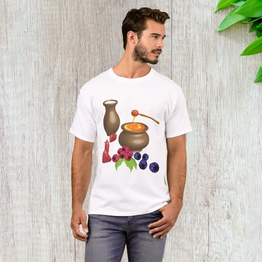 Melk en honing met bessen rustiek eten t-shirt