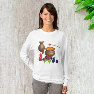 Melk en honing met bessen rustiek eten t-shirt