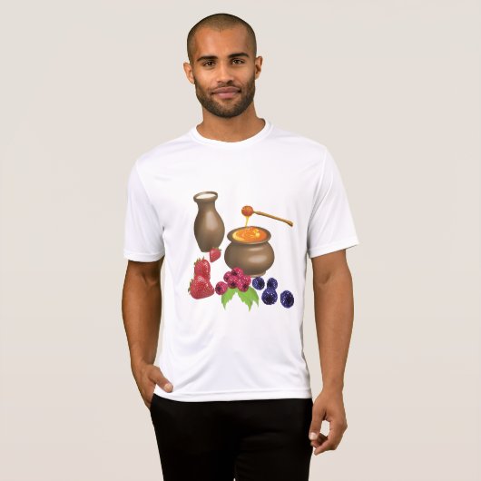 Melk en honing met bessen rustiek eten t-shirt (Voorkant volledig)