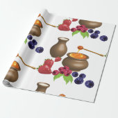 Melk en Honing met Bessenvrucht Rustiek Eten Cadeaupapier (Uitgerold)