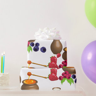 Melk en Honing met Bessenvrucht Rustiek Eten Cadeaupapier