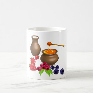 Melk en Honing met Bessenvrucht Rustiek Eten Koffiemok