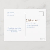 Melk en koek verjaardagsfeestje dank je wel cadeau briefkaart (Achterkant)