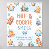 Melk en koekje Blauw Kerstfeest Poster (Voorkant)