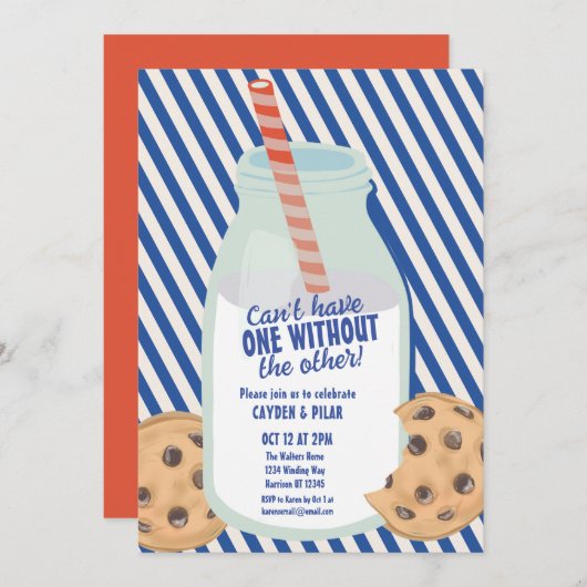 Melk en koekje gecombineerd Verjaardag Kaart (Voorkant / Achterkant)