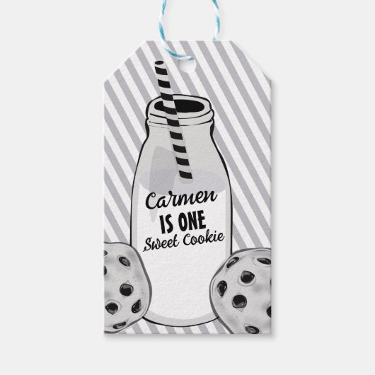 Melk en Koekje Lieve Eerste Verjaardag Cadeaulabel (Voorkant)