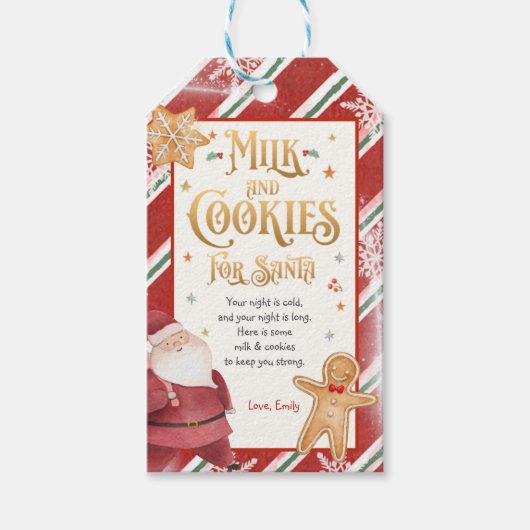 Melk en koekje voor kerstfeestmaal cadeaulabel (Voorkant)