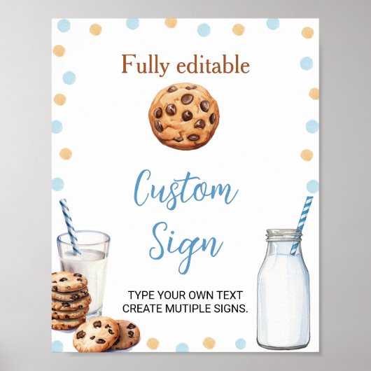 Melk en koekjes Aangepaste Tafelteken Verjaardagsf Poster (Voorkant)