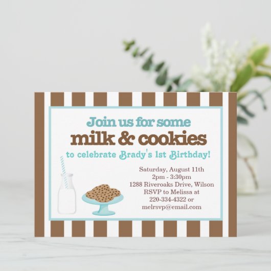 Melk en koekjes (Aqua/Brown) Kaart (Staand voorkant)