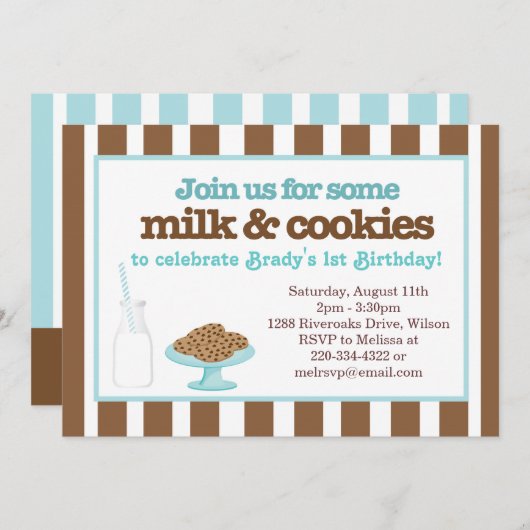 Melk en koekjes (Aqua/Brown) Kaart (Voorkant / Achterkant)