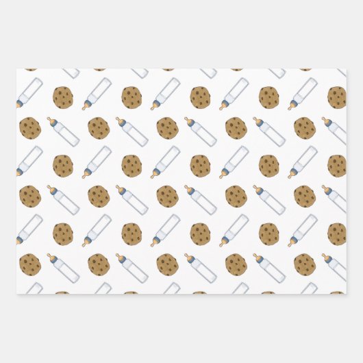 Melk en koekjes Baby Flessen Douche Gift Wrap Inpakpapier Vel (Voorkant 2)