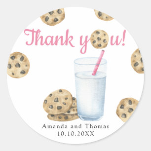 Melk en koekjes Baby shower Bedankt Ronde Sticker