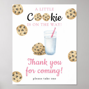 Melk en koekjes baby shower - Dank je wel Poster