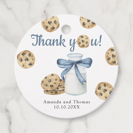 Melk en koekjes Baby shower Dank u Bedankjes Labels (Voorkant)