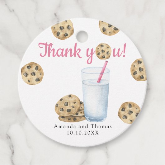 Melk en koekjes Baby shower Dank u Bedankjes Labels (Voorkant)