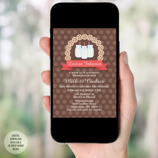 Melk en koekjes Baby shower Kaart