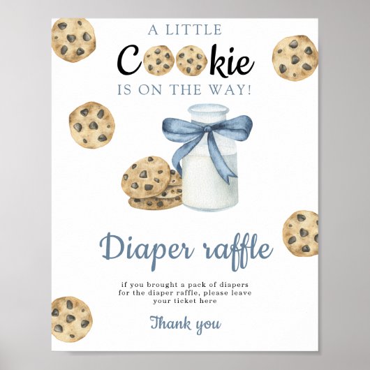 Melk en koekjes baby shower Luier Raffle spel Poster (Voorkant)