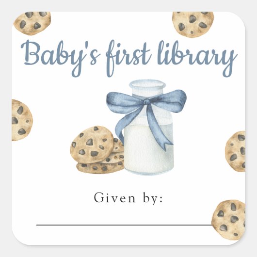 Melk en koekjes Baby's eerste bibliotheek Vierkante Sticker (Voorkant)
