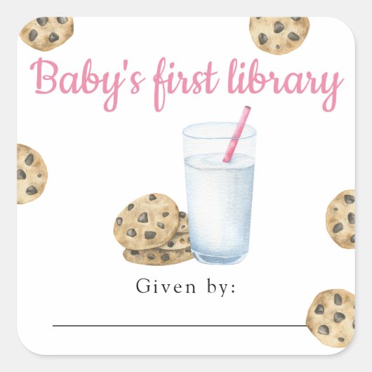 Melk en koekjes Baby's eerste bibliotheek  Vierkante Sticker (Voorkant)