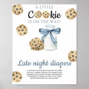 melk en koekjes babyshower Late nacht luiers Poster