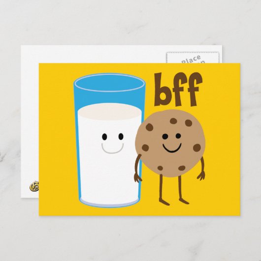 Melk en koekjes BFF Briefkaart (Voorkant / Achterkant)