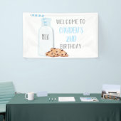 Melk en koekjes Birthday Blue Welcome Sign Spandoek (Beurs)