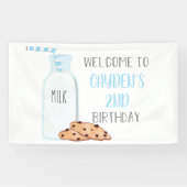 Melk en koekjes Birthday Blue Welcome Sign Spandoek (Horizontaal)