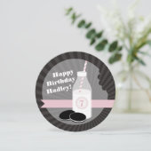 Melk en koekjes Birthday Chocolate Round roze Kaart (Staand voorkant)