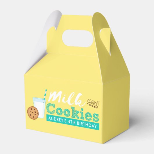 Melk en koekjes Birthday Party Bedankdoosjes (Voorkant Zijde)