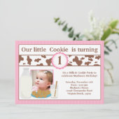 Melk en koekjes Birthday Party Invitation Girl Kaart (Staand voorkant)