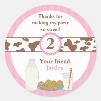 Melk en koekjes Birthday Party Ronde Sticker