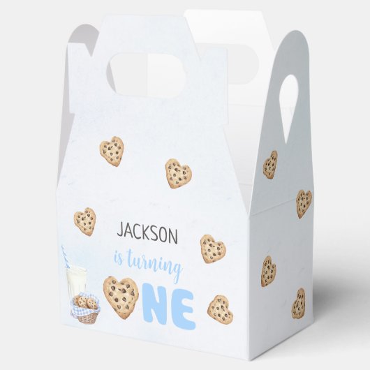 Melk en koekjes Blauw 1e verjaardag partij Bedankdoosjes (Geopend)