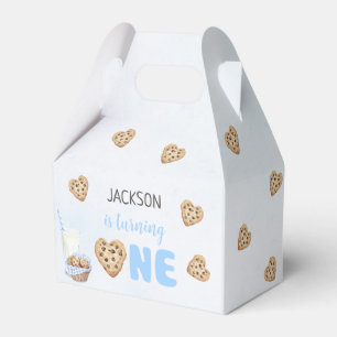 Melk en koekjes Blauw 1e verjaardag partij Bedankdoosjes