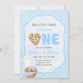 Melk en koekjes Blauw 1e verjaardag partij Kaart (Voorkant)