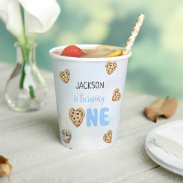 Melk en koekjes Blauw 1e verjaardag partij Papieren Bekers