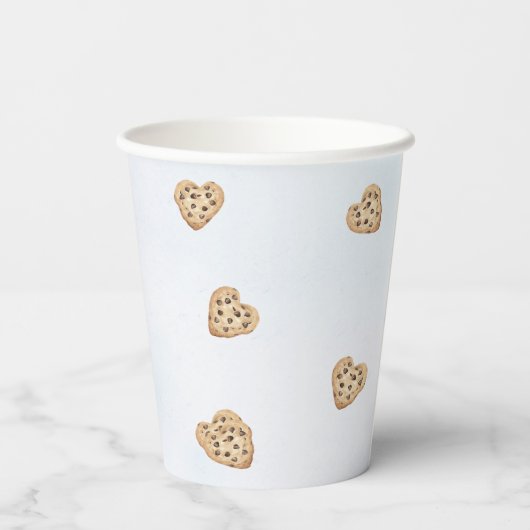 Melk en koekjes Blauw 1e verjaardag partij Papieren Bekers (Achterkant)