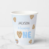Melk en koekjes Blauw 1e verjaardag partij Papieren Bekers (Voorkant)