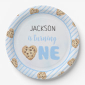 Melk en koekjes Blauw 1e verjaardag partij Papieren Bordje (Voorkant)
