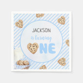 Melk en koekjes Blauw 1e verjaardag partij Servet (Voorkant)